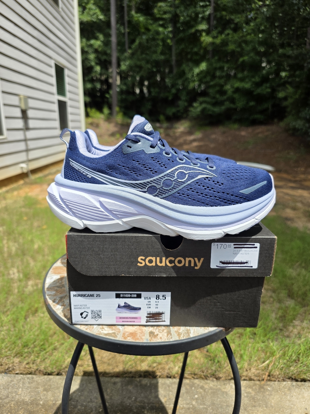 Saucony Hurricane 25 S11026-208 Navy Aster Running Shoe Women Sz 8.5 Worn 2x Box